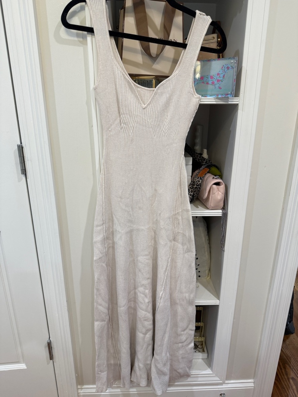 Sleeveless Ribbed Maxi Dress in Cream